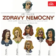 Zdravý nemocný, Act II: "Závěr" (Argan, Angelika, Toinetta, Kleant, otec Diafoirus, Tomáš Diafoirus)