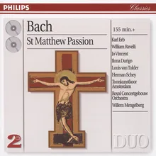 No.67 Recitative (Soprano, Alto, Tenor, Bass, Chorus II): "Nun ist der Herr zur Ruh gebracht"