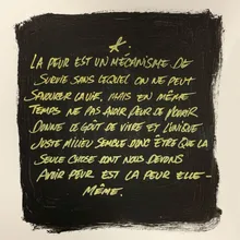 L'unique juste milieu semble être que la seule chose dont nous devons avoir peur est la peur elle-même