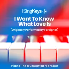 I Want To Know What Love Is (Lower Male Key - Originally Performed by Foreigner) Piano Instrumental Version